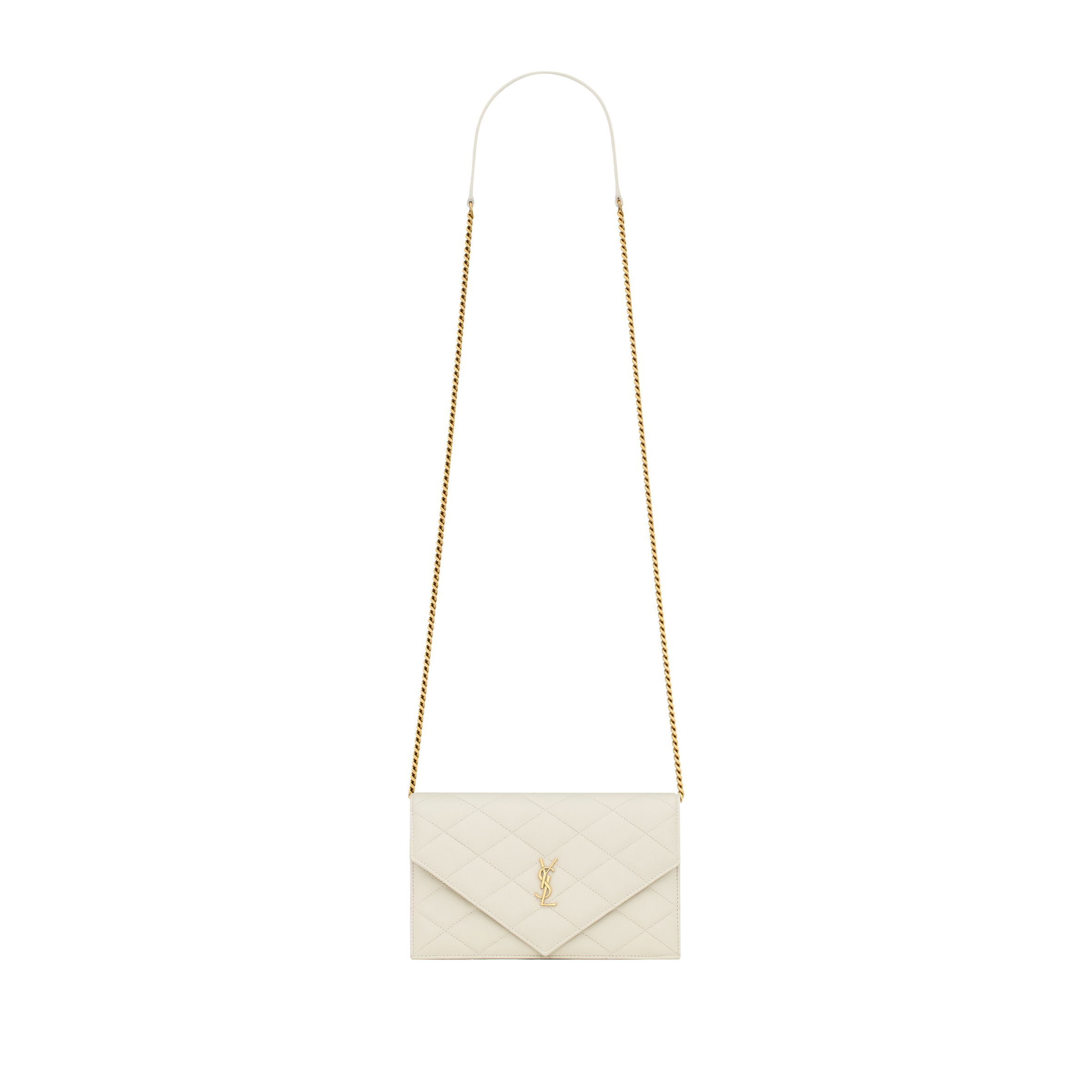 YSL PARIS CHAIN WALLET IN GRAIN DE POUDRE LEATHER 871149AAGOZ9207 (20*13*5cm)